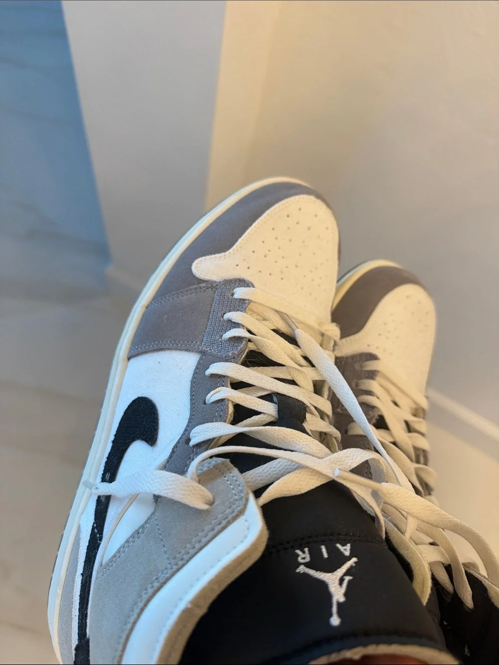 Nike High-Top Sneakers in White, Gray & Black